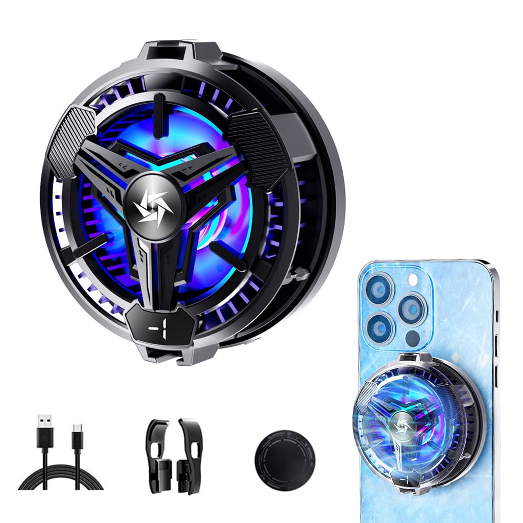 ZORBES Phone Cooler Gaming Fan,Phone Cooler For Gaming,Led Gaming Mobile Cooler Fan With Digital Display,Phone Radiator Case For Iphone Android Smartphones From 4.5-7In,Phone Cooler For Live Streaming