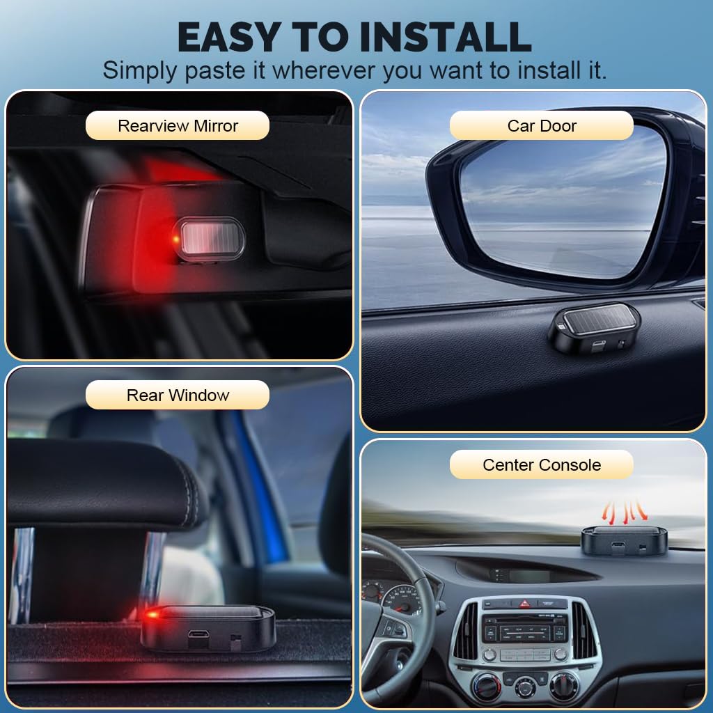STHIRA Solar Dummy Alarm Security Light for Cars with Auto Day Night Sensor & USB Charging | 2 Pack