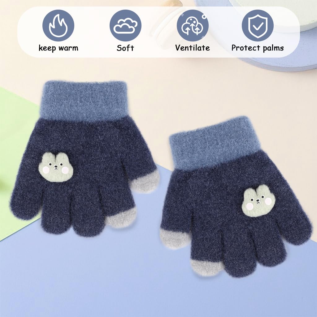 Zibuyu Winter Knitted Mittens for Baby 0–3 Years with Elastic Wrist | Soft Blue Gloves
