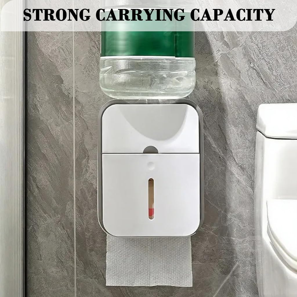 Supvox Toilet Paper Organizer for Bathroom with Double Layer Waterproof Box | No Drill Wall Mounted Dispenser and Sanitary Pad Drawer