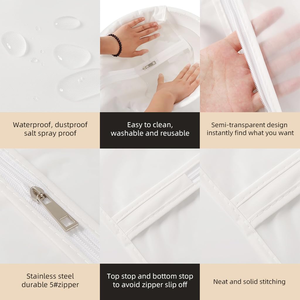 HASTHIP Garment Bags for Closet Storage with Full Zipper & Hanger Hole | 5 Pack 55 in Clear PEVA Clothes Covers