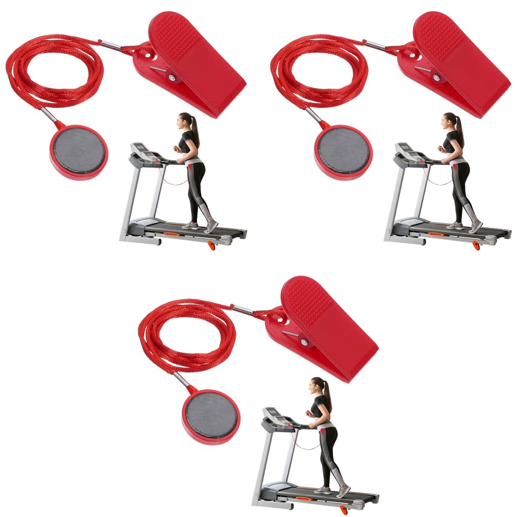 Proberos Treadmill Safety Magnet Key 3PCS for Home and Gym Use with Secure PVC Clip | Red