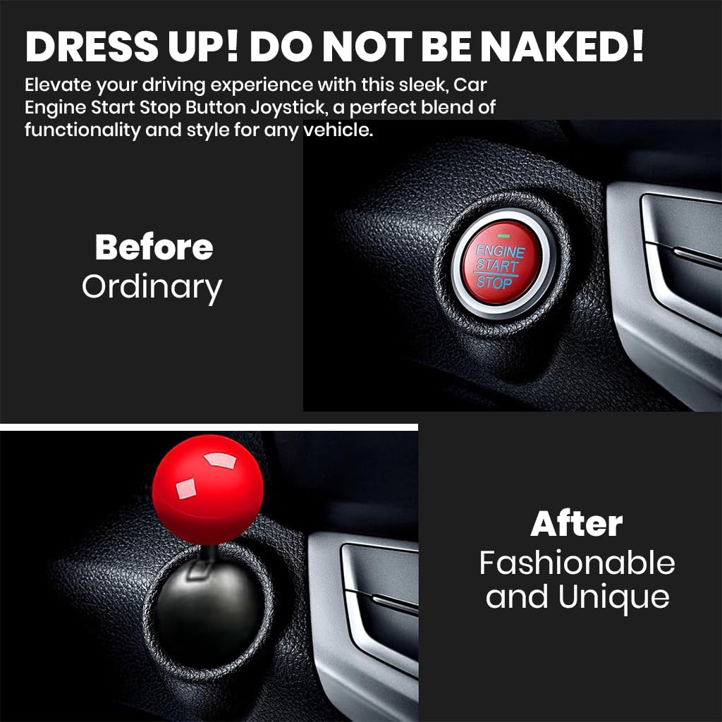 STHIRA Car Start Stop Button Cover for DIY Modification with Red Ball Design | Universal Fit