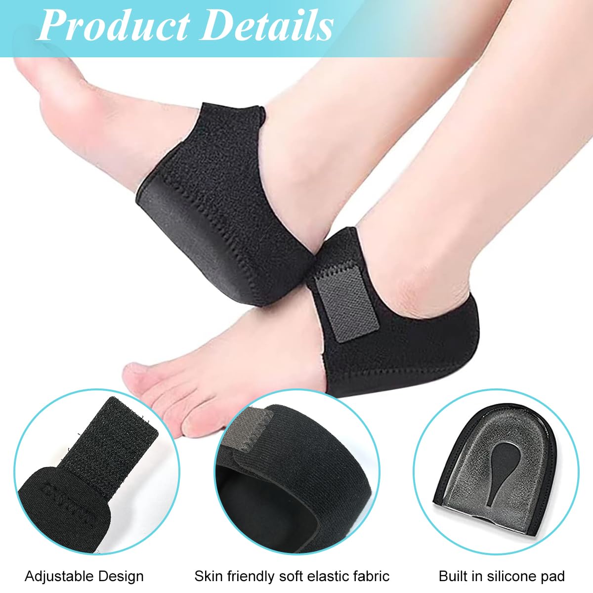 HANNEA Heel Protectors for Plantar Fasciitis Pain Relief with Silicone Cushion Pads | 1 Pair