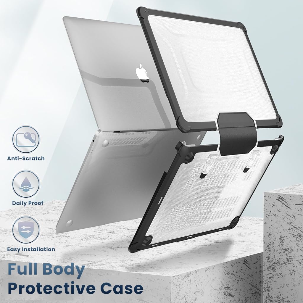 HASTHIP MacBook Air 13.3 inch Case with Folding Kickstand and TPU Bumper Edge | Matte PC Shell