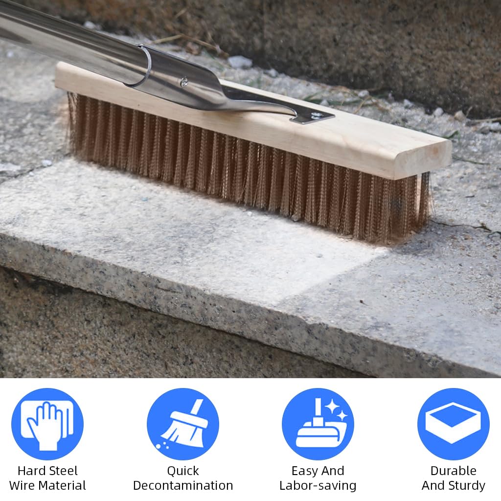 Serplex Floor Scrubber for Deck and Concrete Cleaning with 19.7 in Head and Steel Wire Bristles