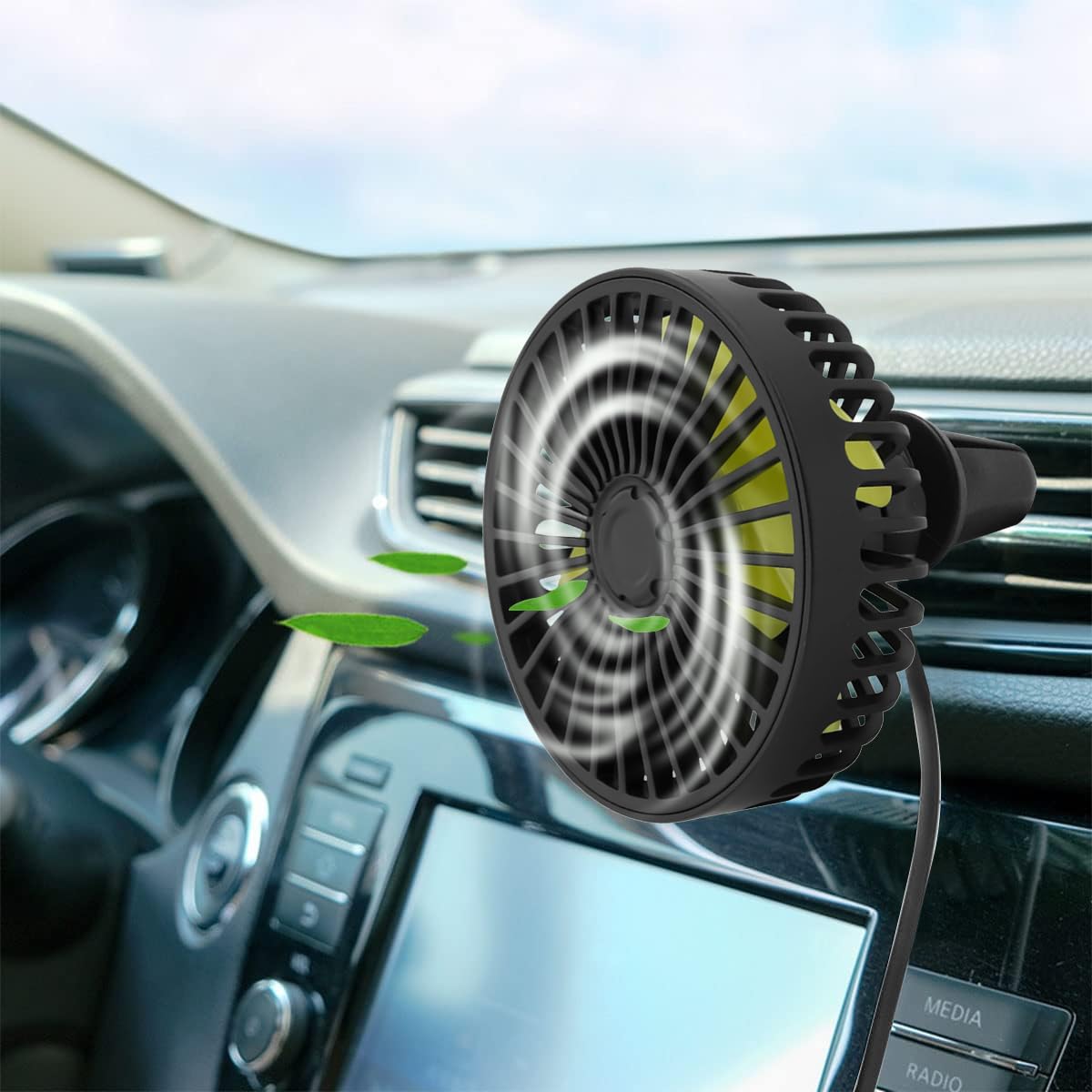 HASTHIP USB Car Fan for Air Vent with 3.39 in 5 Blade Clip On Design and ABS Build | 3 Speeds