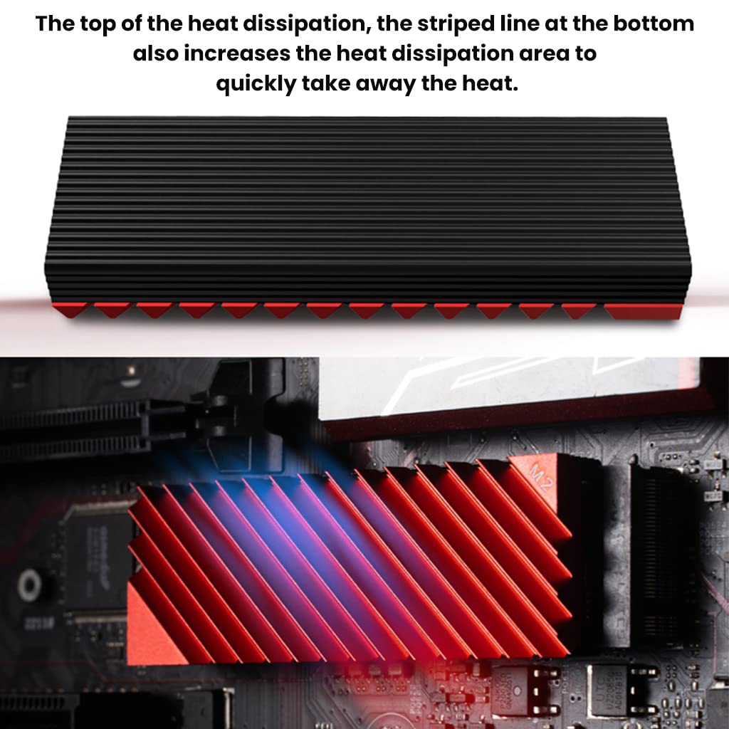 ZORBES® Heat Dissipation Radiator Aluminum Alloy Heat Sink Thermal Cooling Pads for M.2 2280 SSD Heat Sink for PC Computer-Red