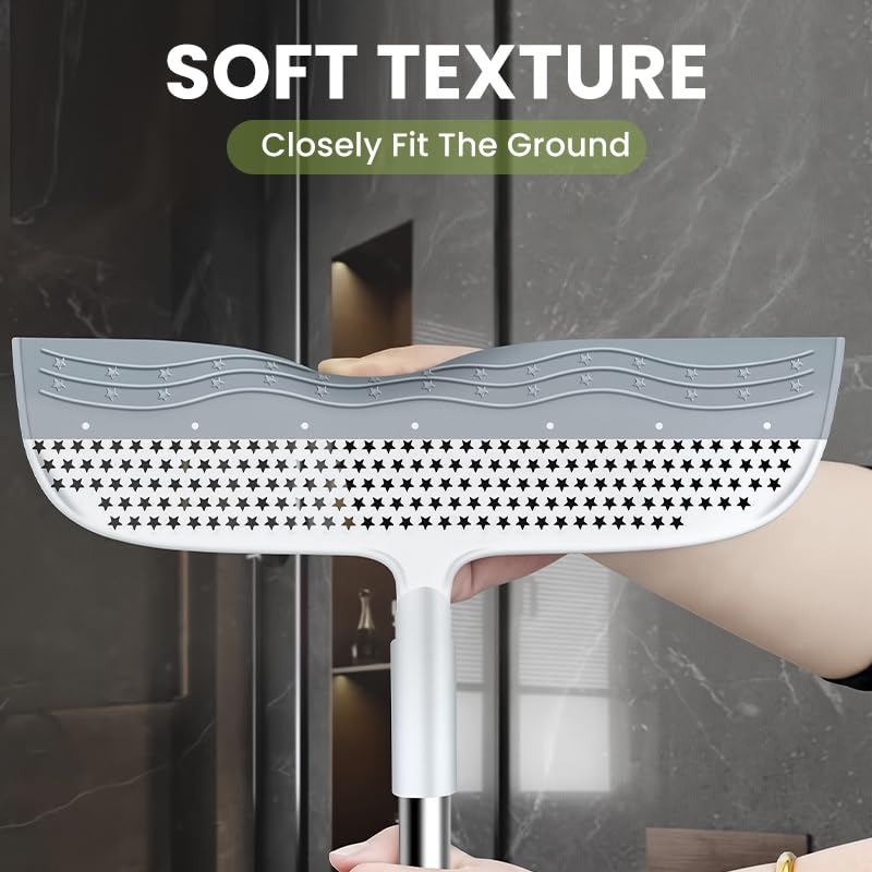 HASTHIP Magic Broom Sweeper for Floor Cleaning with 51.14 in Handle & 180° Swivel Head | Silicone Blade for Bathroom and Kitchen