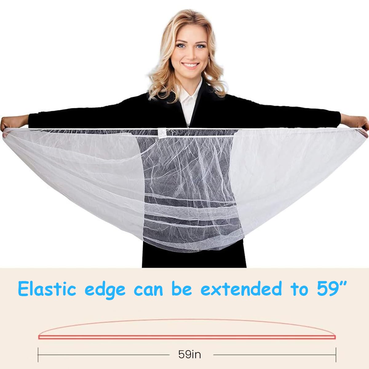 SNOWIE SOFT Mosquito Net for Stroller with Elastic Edge and 150cm Fit | Dacron Mesh Protection for Baby