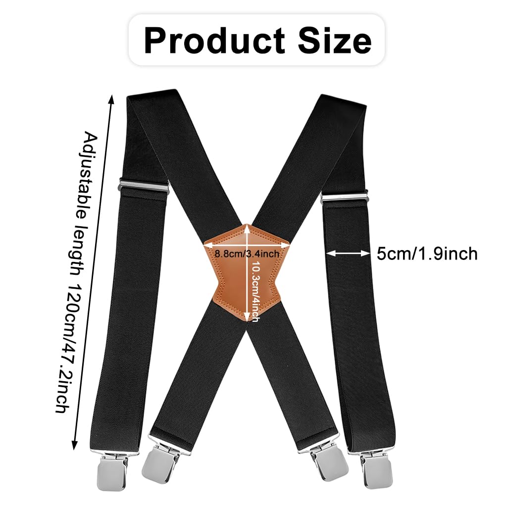 GUSTAVE Men's Suspenders for Pants and Jeans featuring X-Back Elastic Straps with Metal Clips