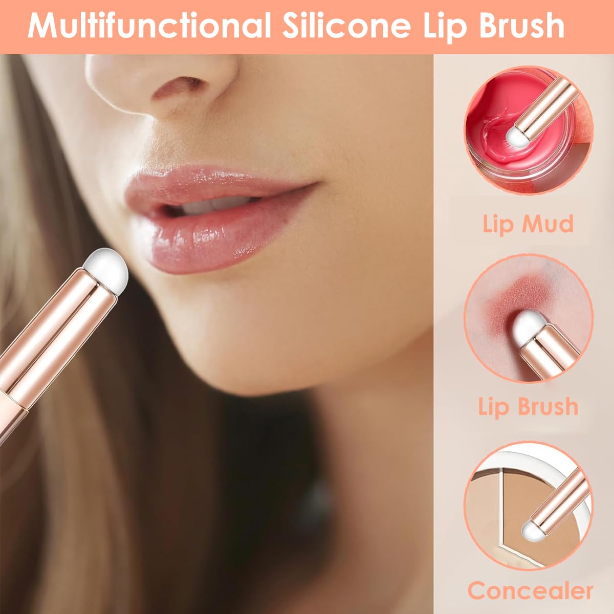 MAYCREATE Foundation Brush for Liquid and Cream Makeup with 6.5cm Flat Top | Champagne Gold