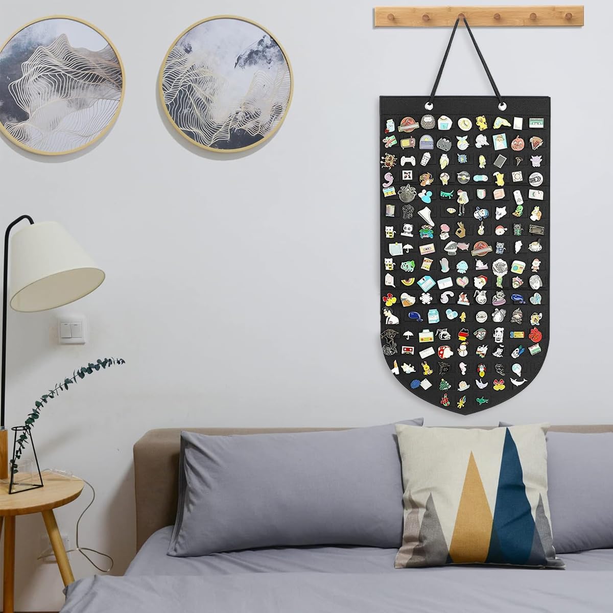 HASTHIP Wall Hanging Brooch Pin Organizer for Enamel Pins with 35x66cm Felt Display | Holds 141 Pins