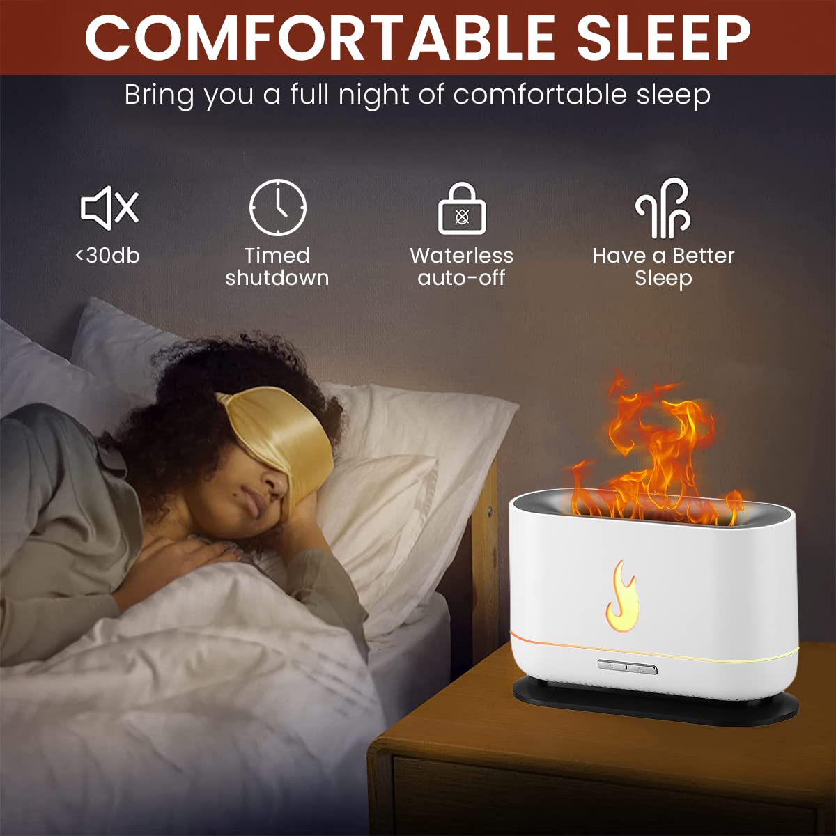 HANNEA Oil Aroma Diffuser for Home with 200mL Tank and Ultrasonic Mist | Quiet Flame Light