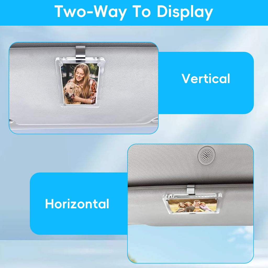 STHIRA Acrylic Photo Holder for Car Sun Visor with Magnetic Clip and 6x9cm Clear Frame | Pack of 2