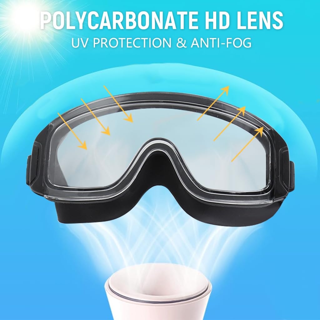 PROBEROS Swim Goggles for Swimming and Diving with Built In Ear Plugs featuring Anti Fog UV Protection | Comfortable Silicone Fit for Men and Women