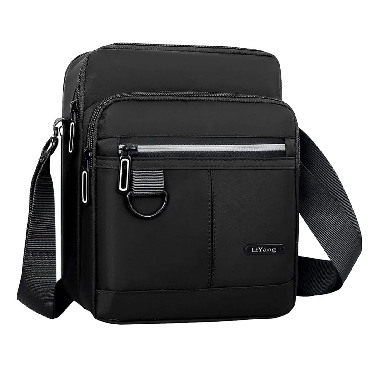 GUSTAVE Sling Bag for Men, Oxford Cloth Small Side Bag Messenger Bags Crossbody Bags for Men with Adjustable Strap for Working Shopping Business Travel, Black