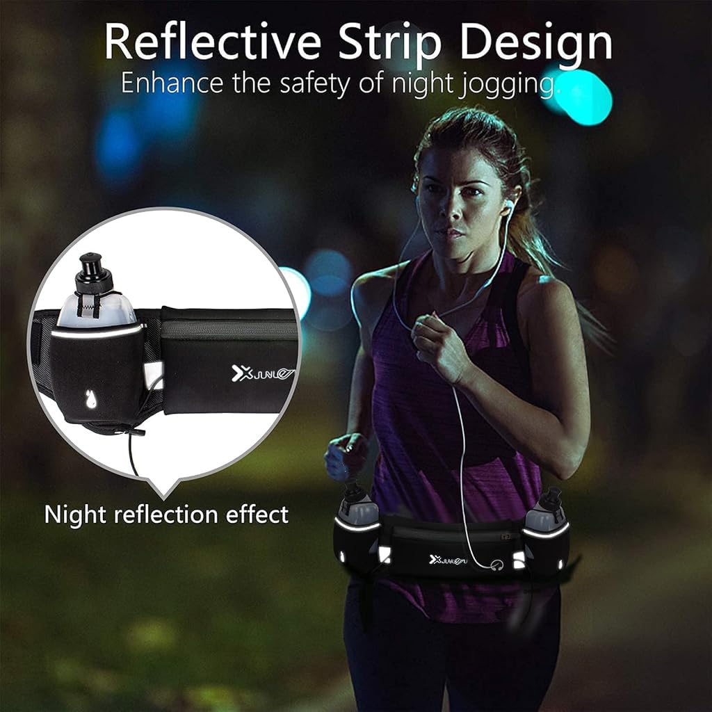 Proberos Running Belt for Running and Cycling with Dual Water Bottles and 7 in Phone Fit | Adjustable Hydration Waist Pack