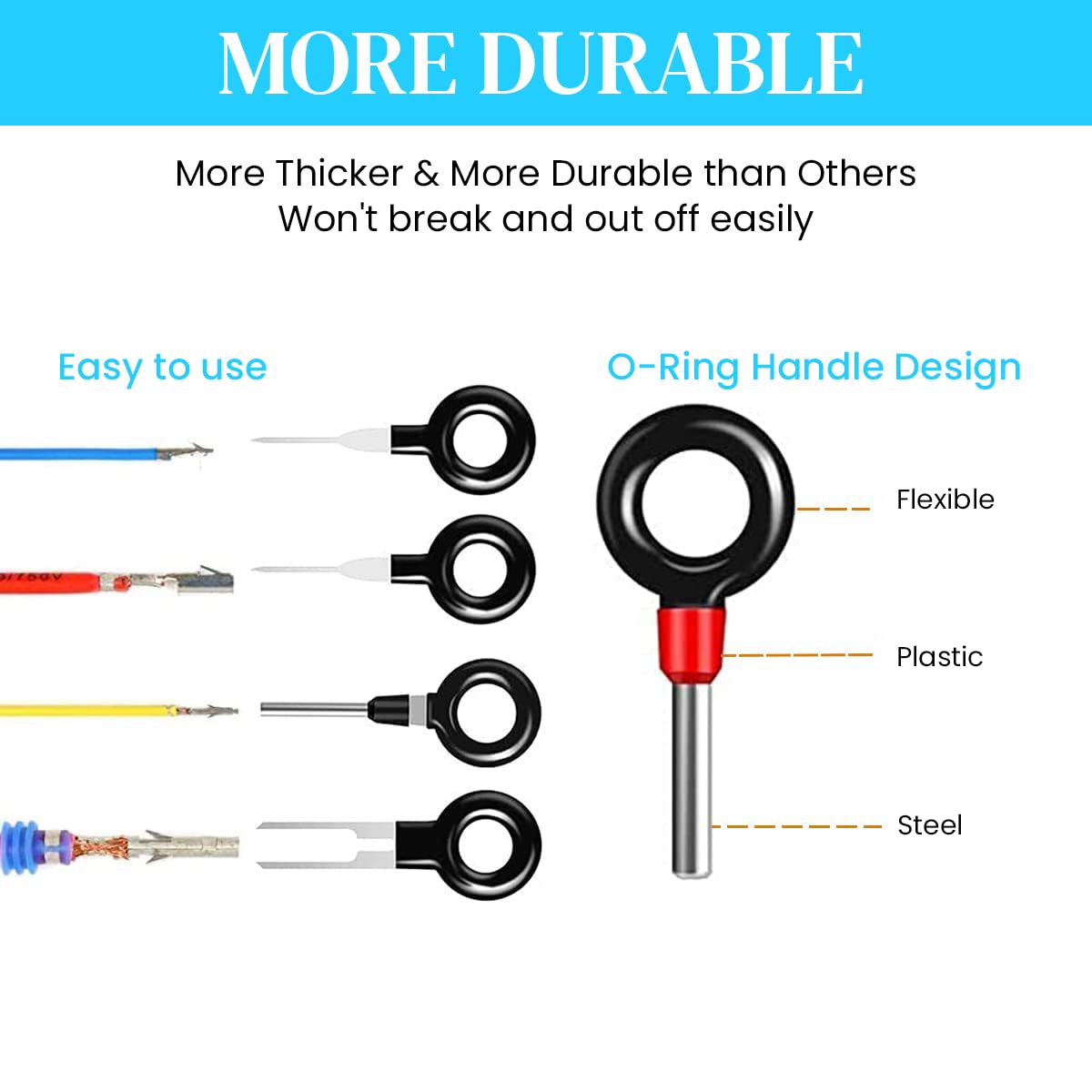 STHIRA Terminal Removal Tool Kit for Cars and Motorcycles with 80 pcs Extractors | Stainless Steel Pin and Blade Set