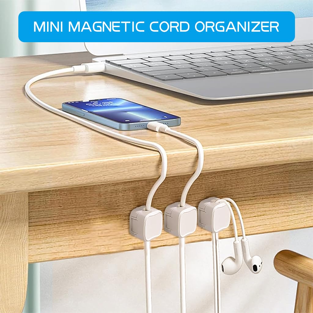 HASTHIP Magnetic Cable Organizer 8 Pack with 6.8mm Slot and Magnetic Closure | ABS Adhesive Holders for Desk and Wall