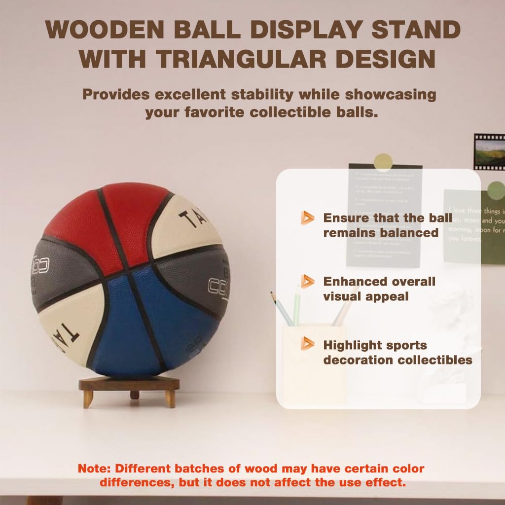 HASTHIP Triangle Wooden Ball Display Rack for Desktops with Stable Stand | 13.5x13.5x5cm