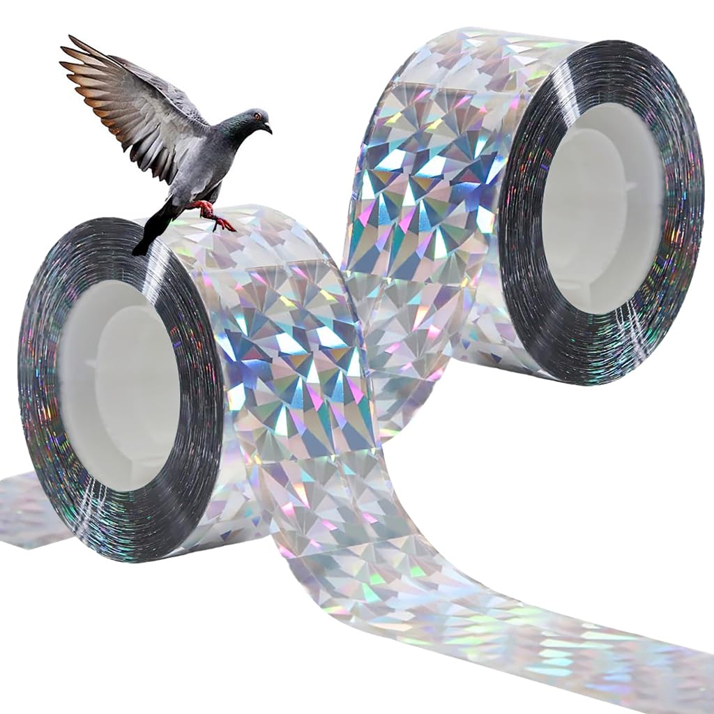 Supvox Bird Scare Tape for Gardens and Balconies with Self Adhesive Design 4.8cm x 80m | Reflective Multicolored Repellent