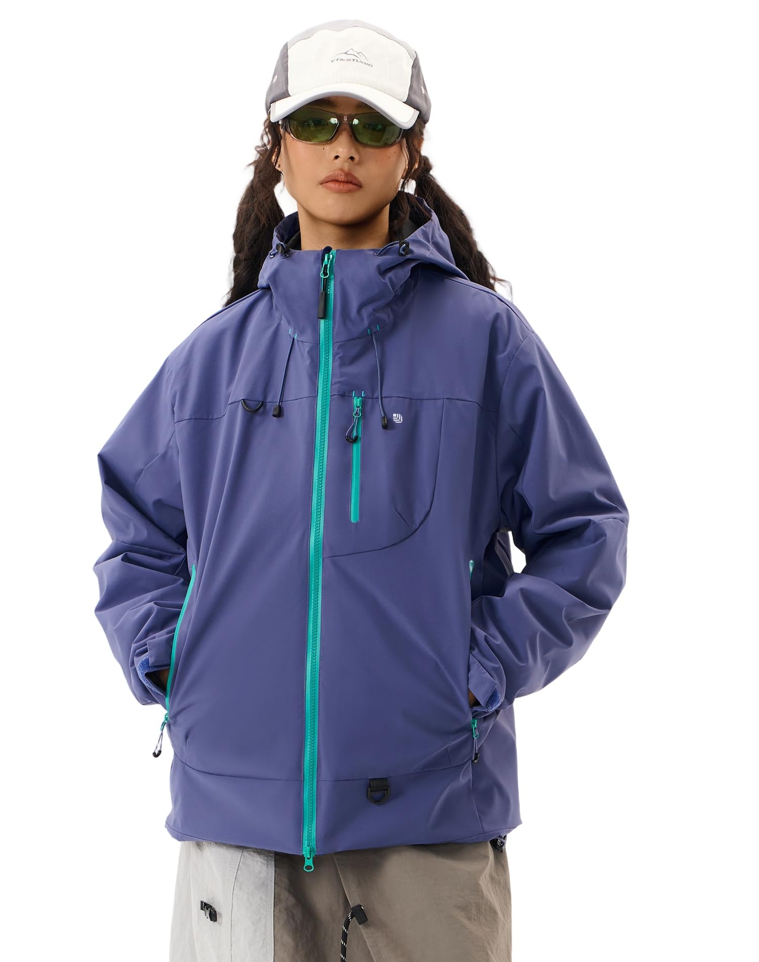 Venzina Women's Waterproof Jacket for Travel and Daily Commute featuring Color Block Design | Purple M