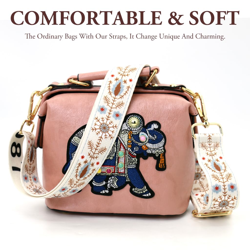 ZIBUYU Wide Shoulder Strap for Bags with Golden Buckles 48–140cm Adjustable Polyester | Fashion Print Replacement for Crossbody and Handbag