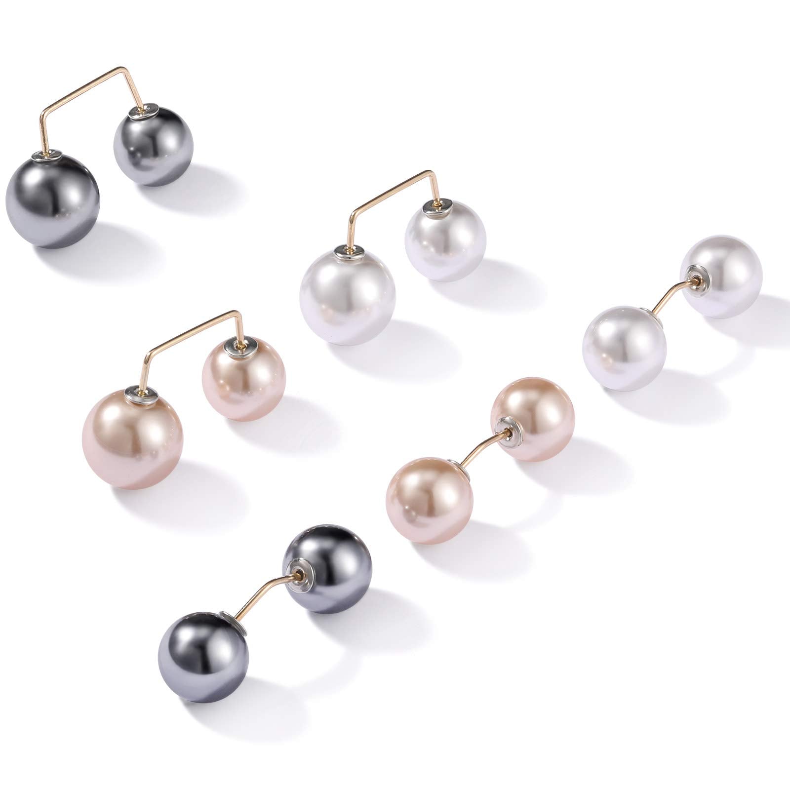 SANNIDHI 6 PCS Pearl Brooch Safety Pins for Women Girls, Anti-Exposure Neckline Safety Jewerly Accessory Sweater Shawl Clips Gifts
