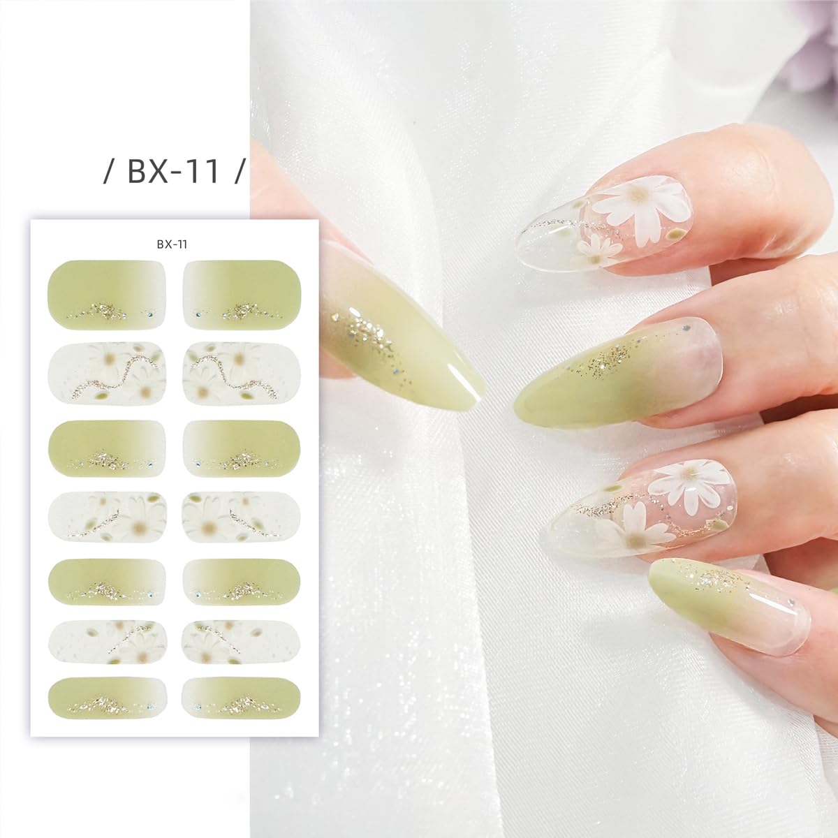 MAYCREATE® 5 Sheets Nail Stickers Fake Nail Decal Sticker Full Cover Nail Art Sticker Self Adhesive Embossing Nail Art Sticker for Various Nail Shape DIY Art Decal with 5 Styles(70pcs)