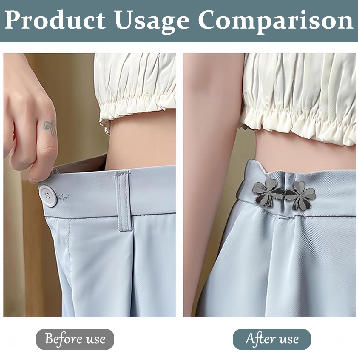 SANNIDHI Adjustable Waist Buckle for Pants featuring Detachable Pin Buttons | 2 Pairs