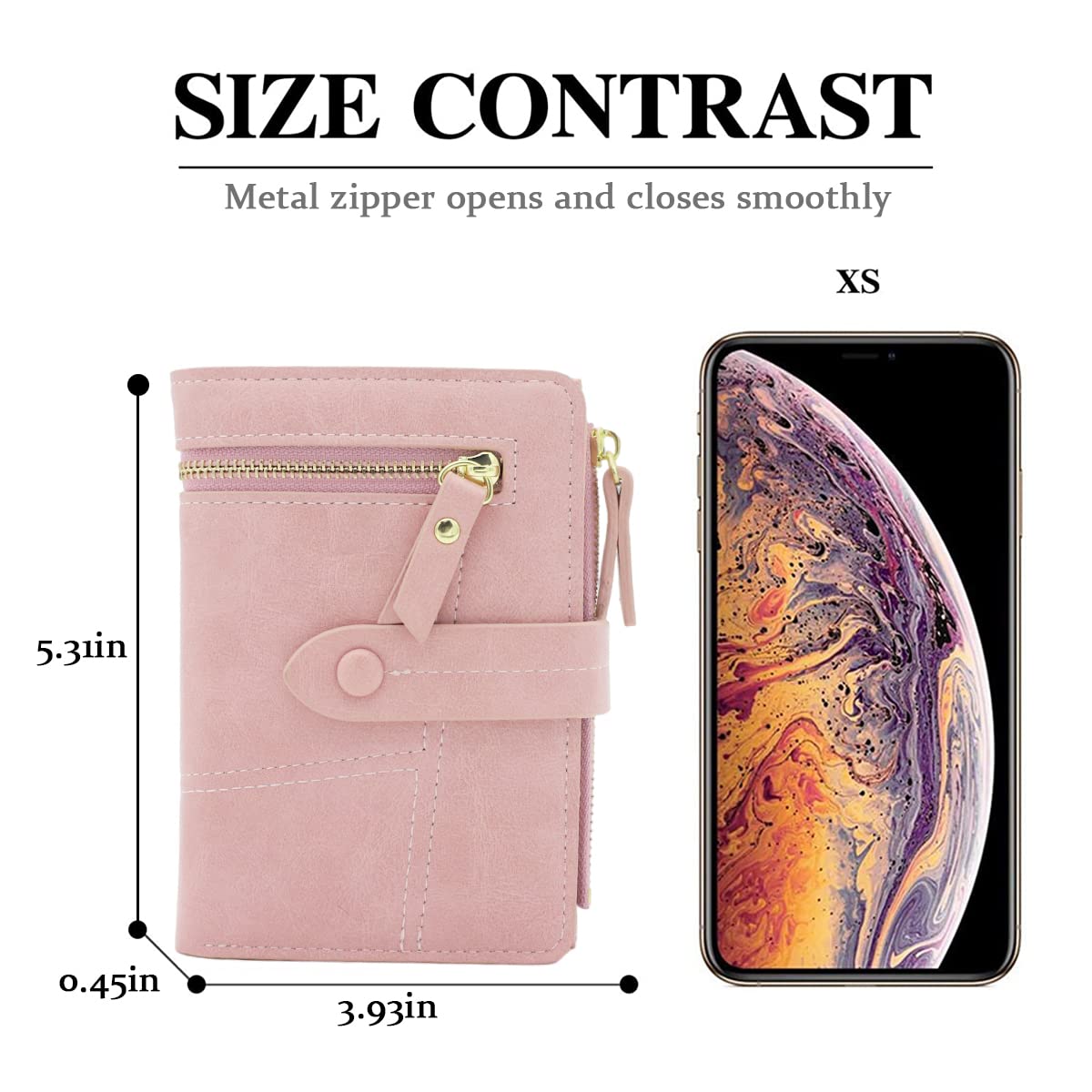 PALAY Small Purse for Women with Bifold Card Organizer and Smooth Zipper | Vibrant Blue PU Leather 5.5x4x0.7 in Wallet