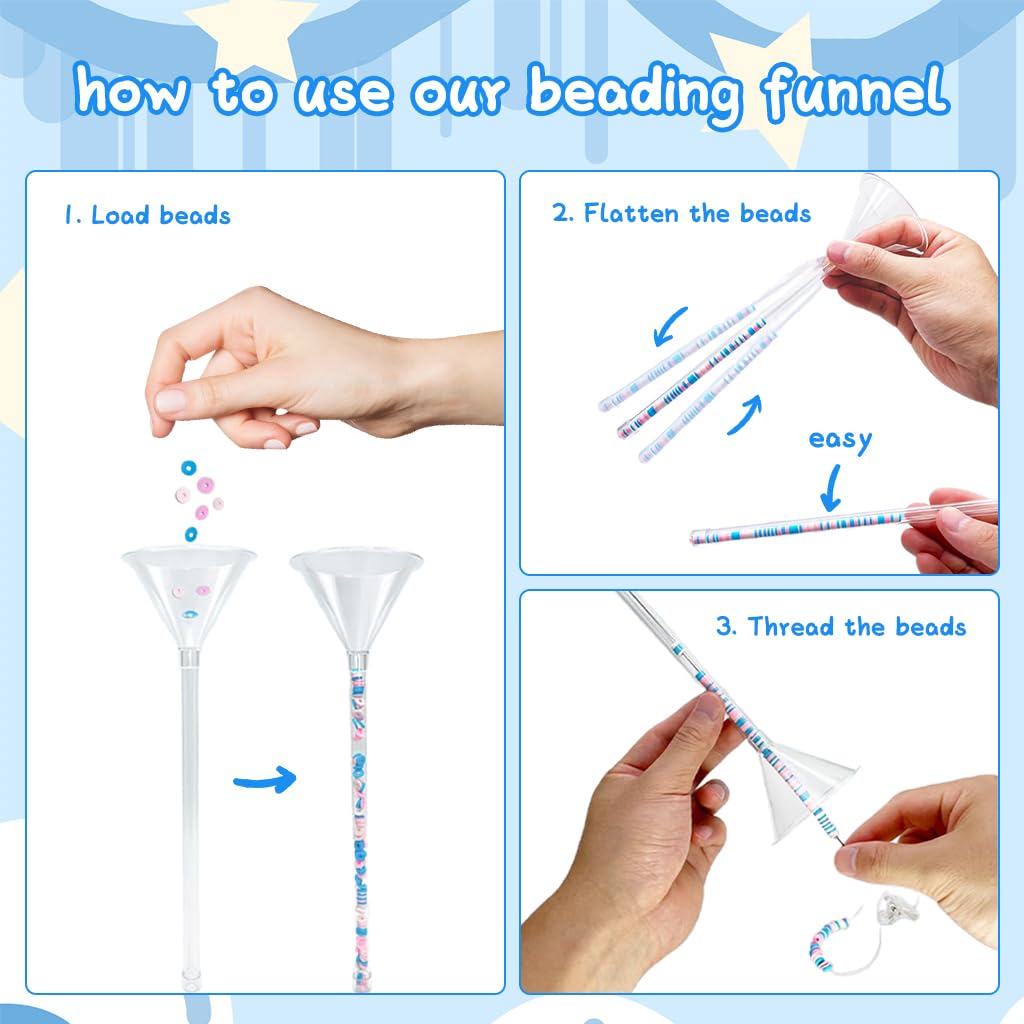 SANNIDHI Beading Tools Kit for DIY Jewelry Making with 0.4mm Crystal Line & 2 Funnels | Beginner-Friendly Craft Set