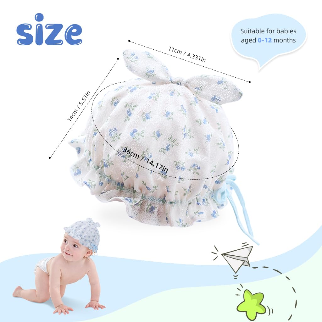 SNOWIE SOFT® Baby Hat for Girls, Hat for Baby Girl Cute Fragrant Flowers Summer Hat Lovely Print Lace Edging Bucket Hat for Outdoor UV Protection Baby Cap 6-12 Months