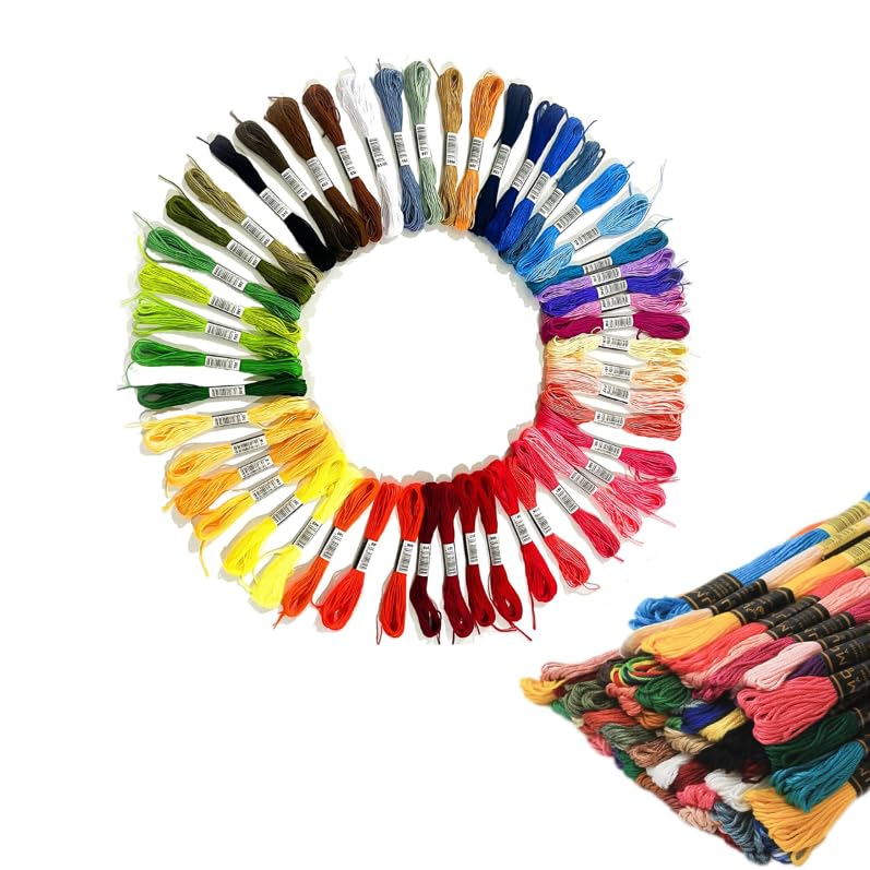 ZIBUYU Embroidery Thread Set for Cross Stitch and Sewing with 50 Skeins Cotton Yarn | Multi Color DIY Crafts