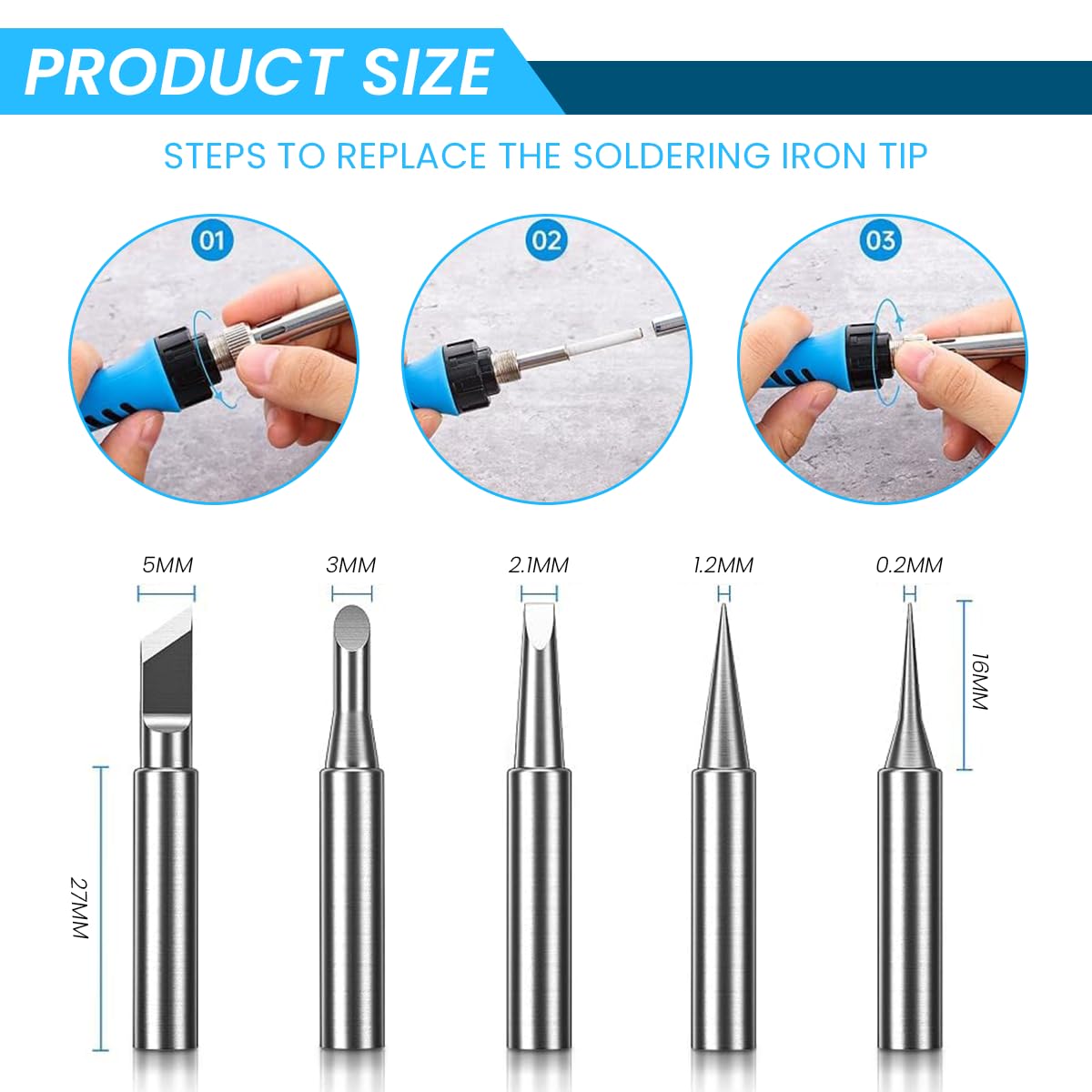 Serplex Soldering Iron Kit for Electronics Repair with 200–450°C Control and 5 Tips | Heat‑Resistant Silicone Handle