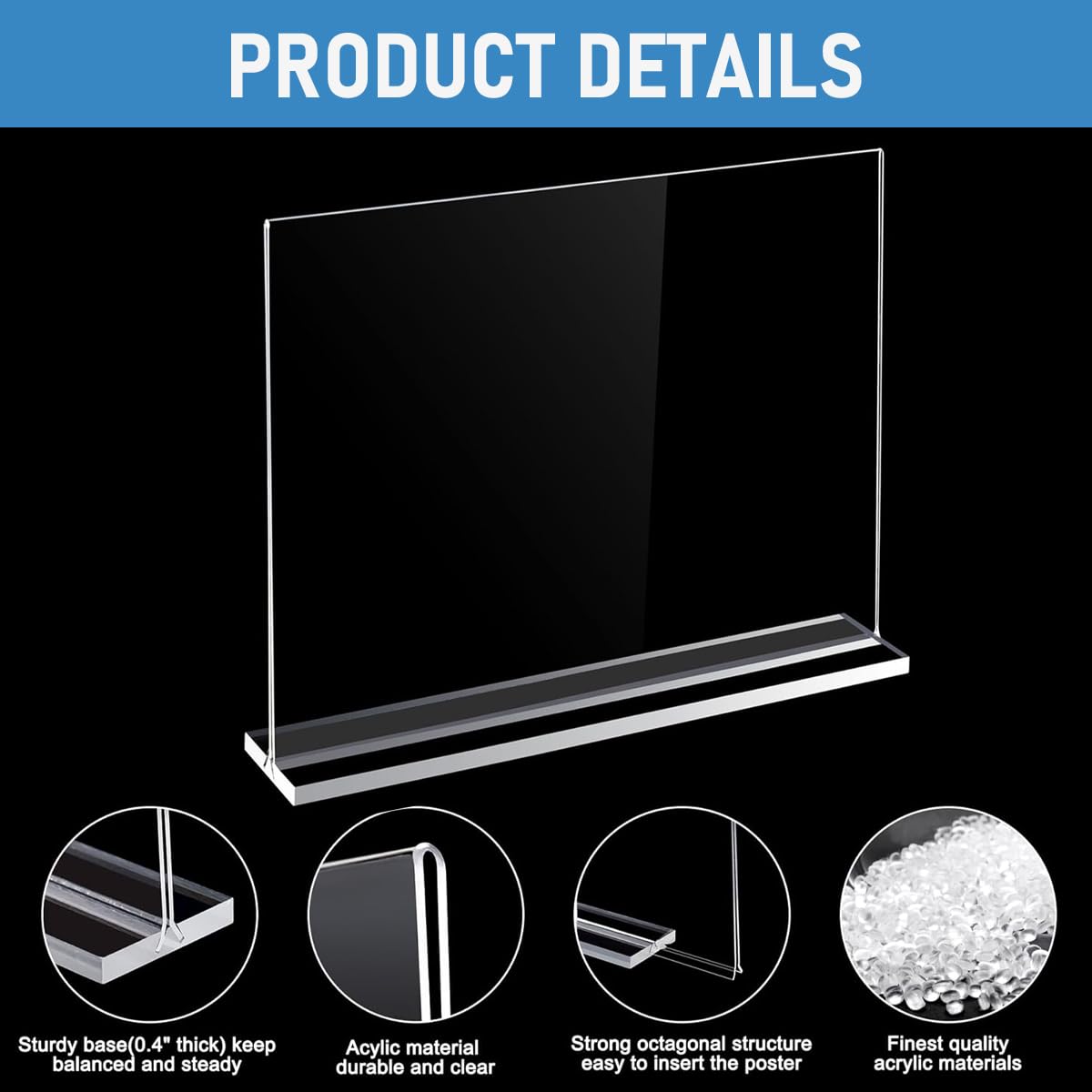 Climberty Desk Sign Holder for Restaurants and Offices featuring Vertical A4 8.5x11.8 in Clear Acrylic Frame