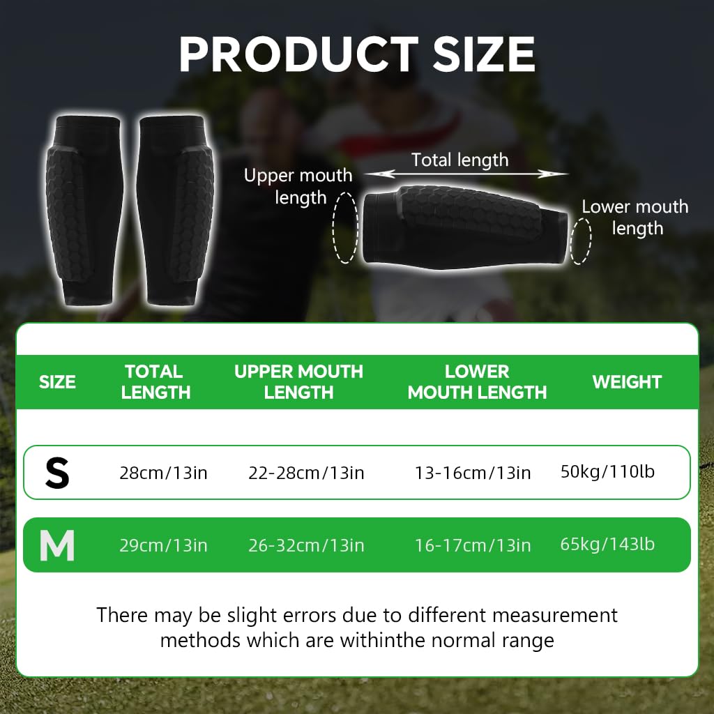 Proberos Soccer Shin Guards with EVA Cushioning and Silicone Anti Slip Strips for Adults | Stretchy Lycra One Piece Design Size M