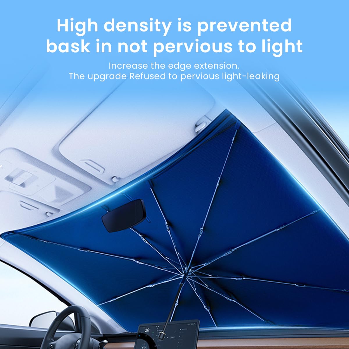 STHIRA Car Windshield Sun Shade 140×79cm for Sedan and SUV with Umbrella Rib Design | Foldable UV Protection Cover