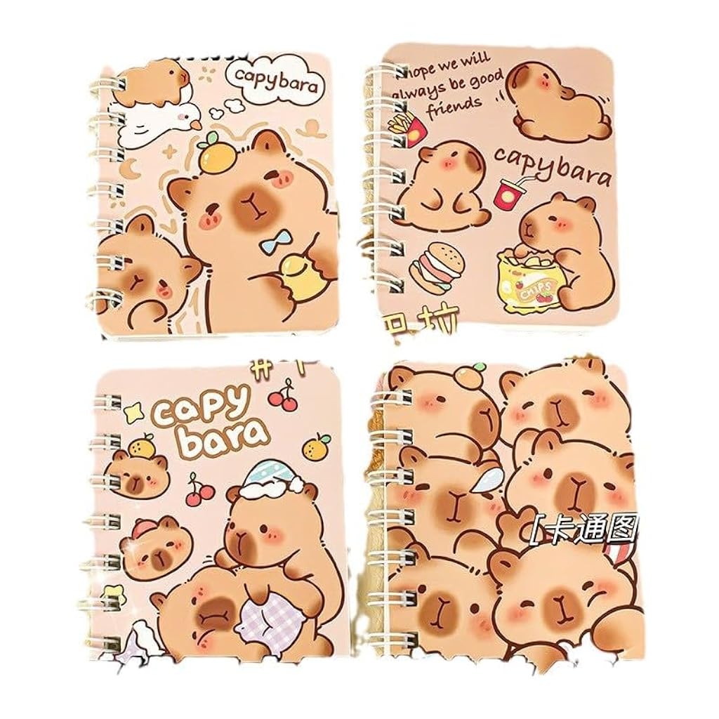 OFIFO® A7 Pocket Notebook Set of 4, 5.62 x 4.13 inch Mini Notepad, Cute Spiral Journal for School, Office, Travel, Writing, Gift for Kids & Adults