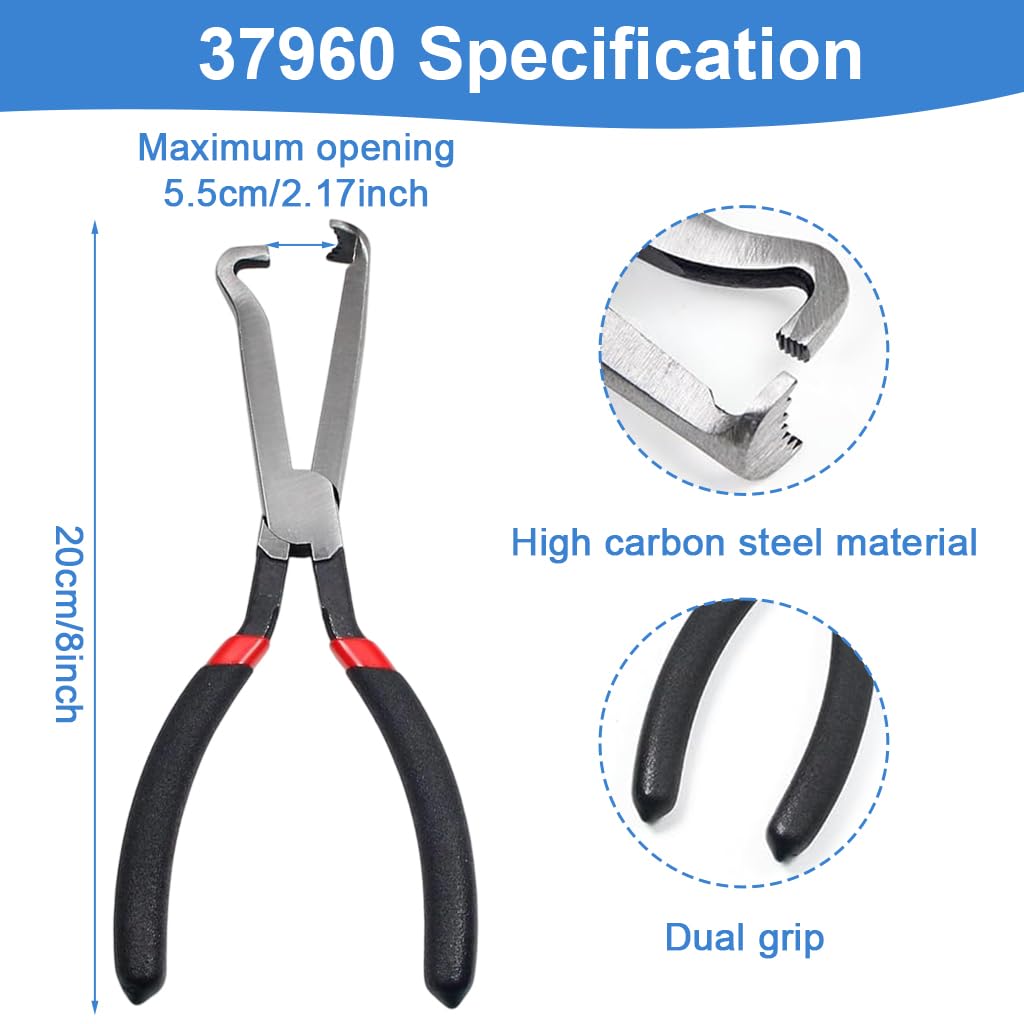STHIRA Electrical Disconnect Plier Tool for Automotive Connectors with 8 in Carbon Steel Build and Rubberized Insulated Handle