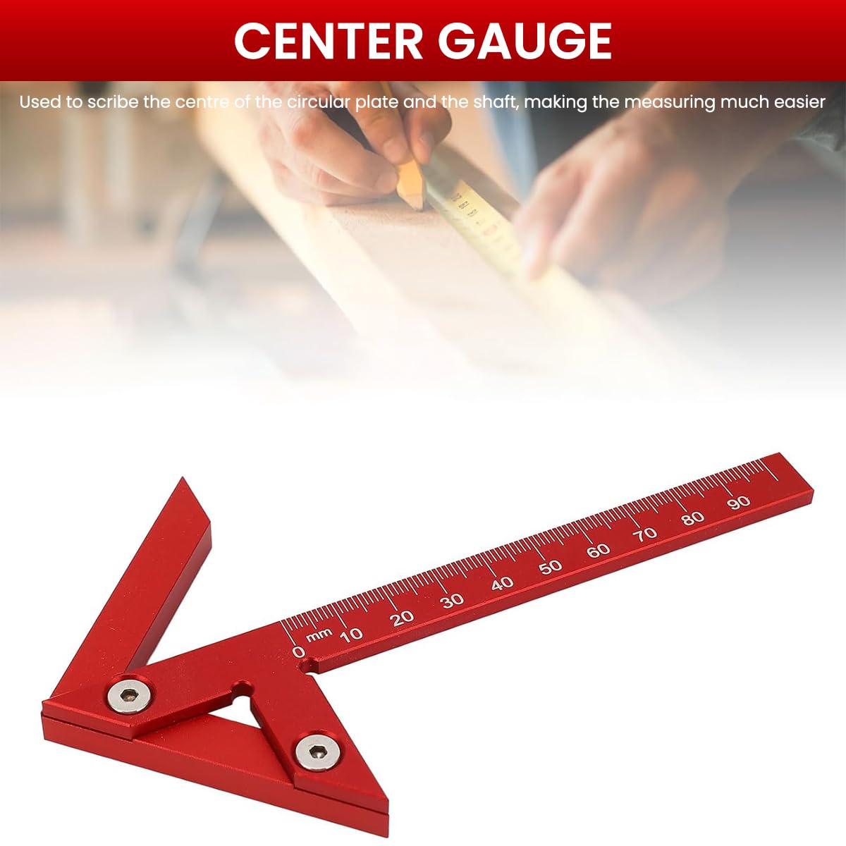 Serplex Right Angle Scribing Ruler for Woodwork featuring Arrow‑Shaped 90° and 45° Guide | Red Aluminum Alloy 3PCS