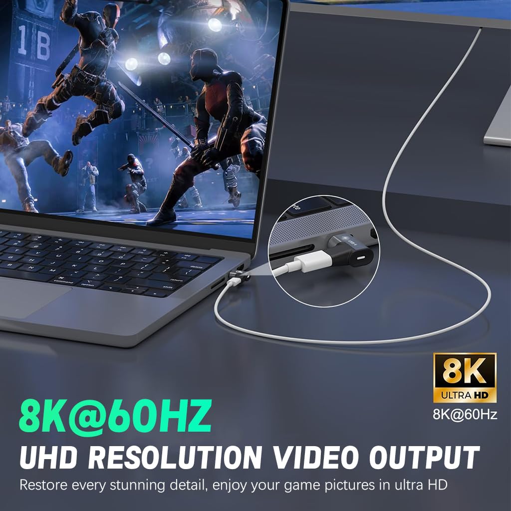 ZORBES USB C Magnetic Adapter with 240W Fast Charge and 90 Degree Breakaway | 40Gbps Data and 8K 60Hz Video Support