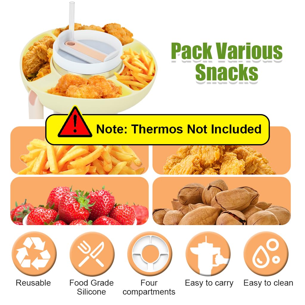 Supvox Snack Tray for Stanley Cup 40oz with 4 Grid Design and BPA Free Silicone Container | 2PCS