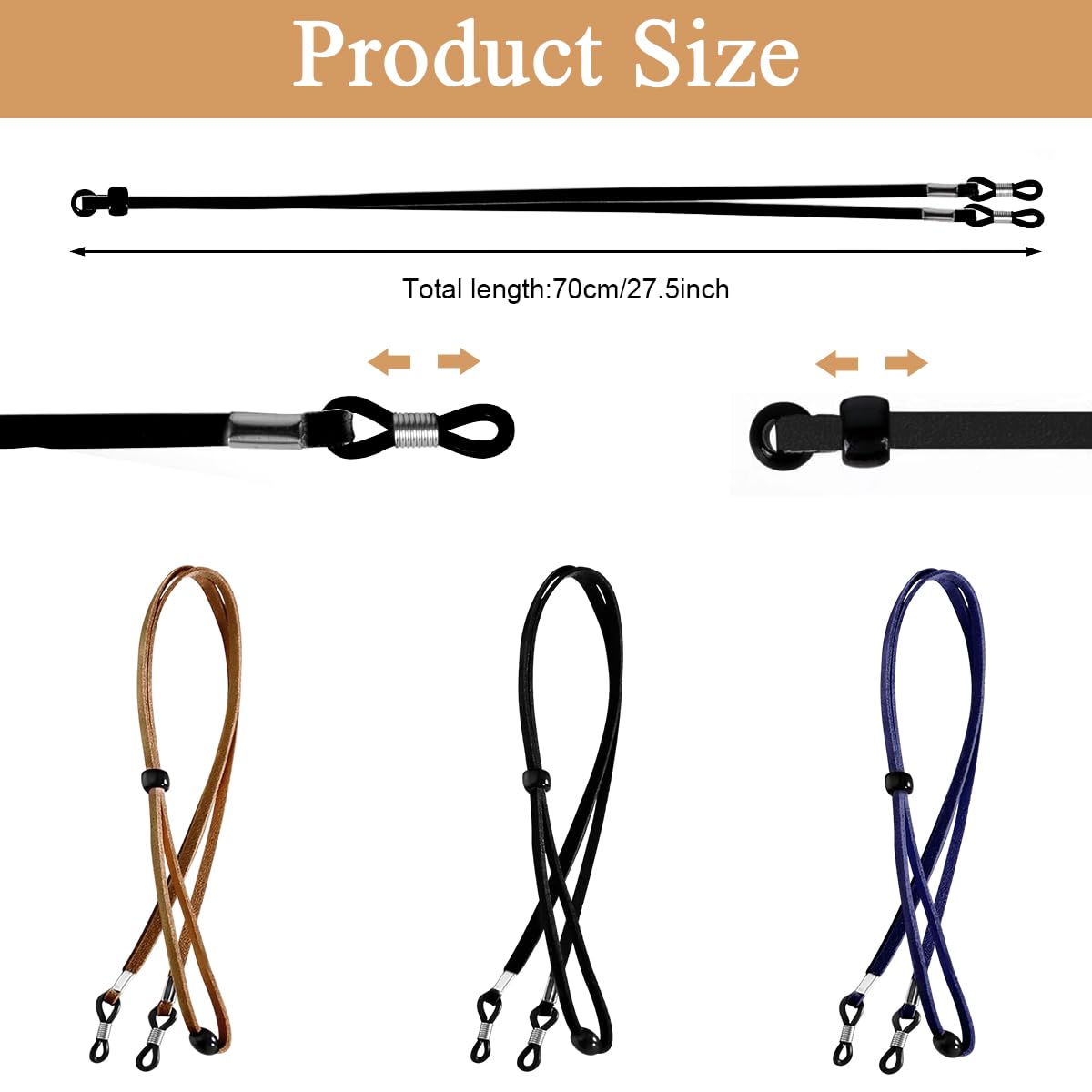 Zibuyu Specs Holder Strap with Non Slip Ergonomic Fit 9PCS 27.56 in Suede for Adults & Kids