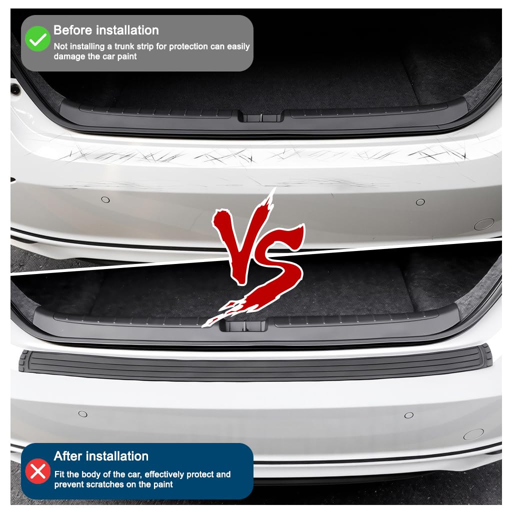 STHIRA Car Rear Bumper Protector for SUV Sedan & Hatchback with 41 x 3.4 in Trimmable Anti-Slip Rubber Guard | Scratch-Resistant Black Cover