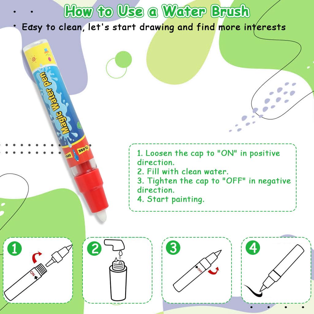 PATPAT Magic Water Doodle Book 50×25cm with Foldable Travel Design for Kids 2–5 Years