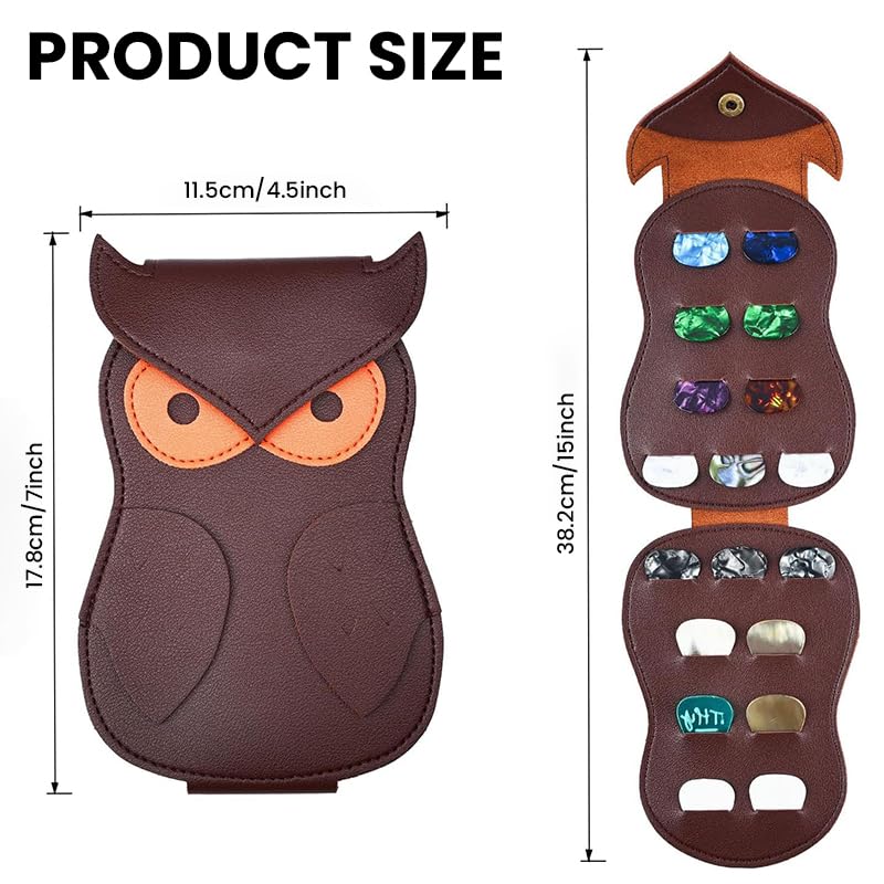 HASTHIP Guitar Pick Holder Case for Travel with Bi Fold Design Holding 18 Picks | PU Leather Snap Closure