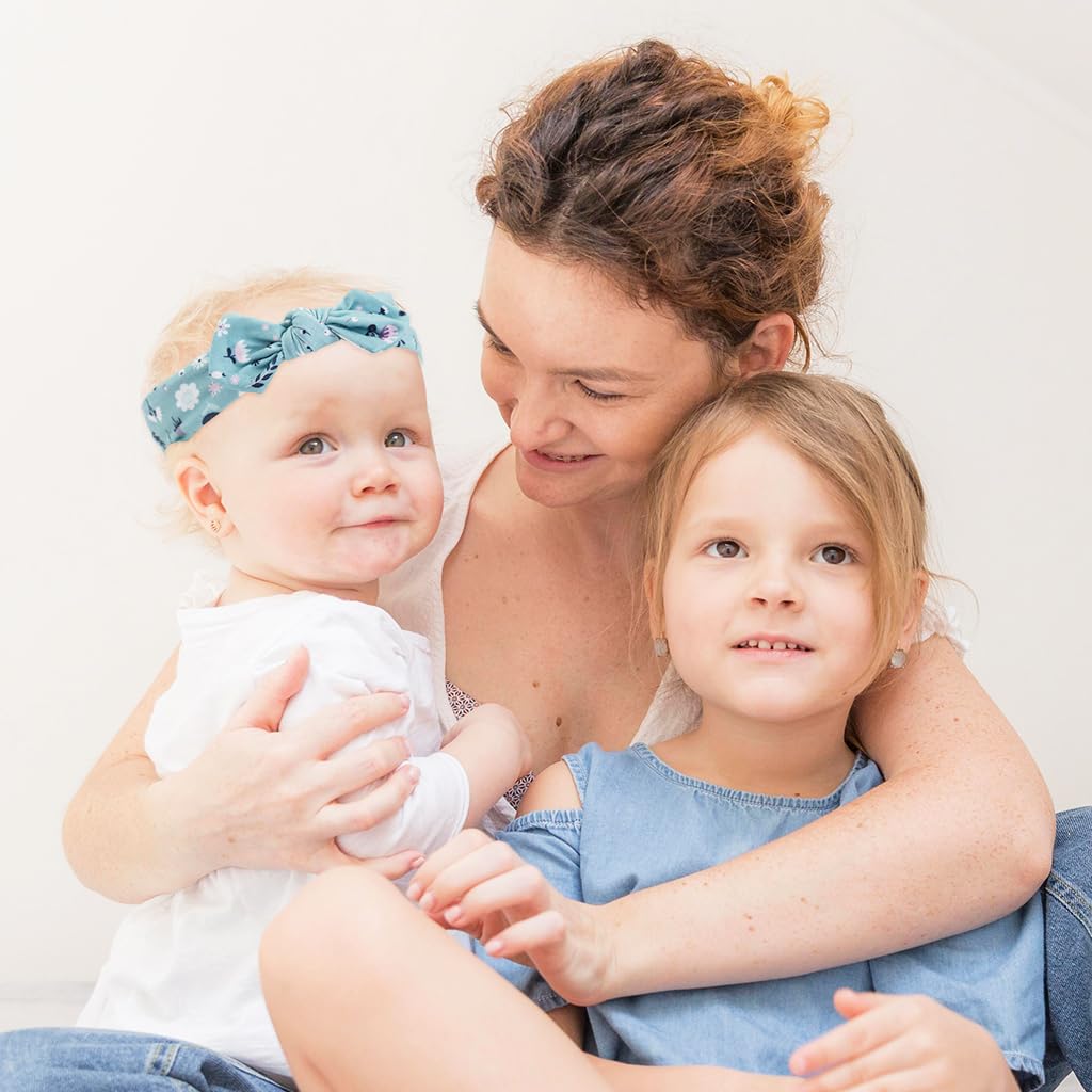 SNOWIE SOFT Baby Headbands Set for Girls featuring Soft Stretchy Cotton Bands | Cute Flower Bows for Newborns