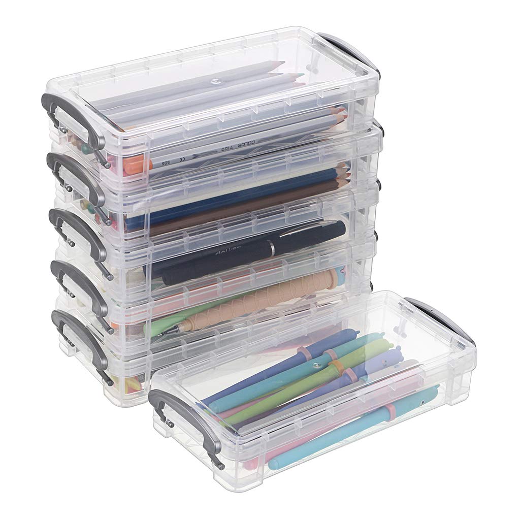 HASTHIP® 6Pack Large Capacity Pencil Box, Office Supplies Storage Organizer Box, Brush Painting Pencils Storage Box Watercolor Pen Container Drawing Tools